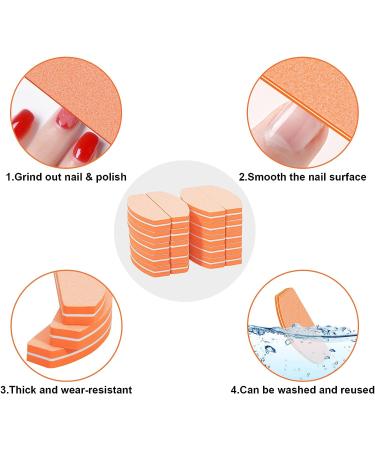 Lermende Mini Nail Files and Buffers 100/180 Grit - 20 PCS Half Moon Nail Buffer Block for Acrylic Nails (Orange) - Buy Online on GoSupps.com