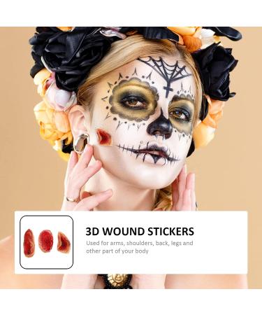 Happyyami 3Pcs 3D Horrible Wound Latex Stickers with Fake Blood - Halloween Makeup - Buy Online on GoSupps.com