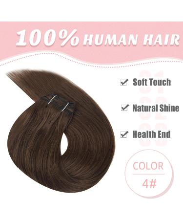 Vlasy Clip in Hair Extensions 16 Dark Brown Human Hair 7 Pieces Seamless Thick Weft Extensions for Women - 80g - Buy Online on GoSupps.com