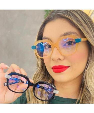 SERONI TR90 Polygon Frame Blue Light Blocking Glasses for Men & Women | Anti-UV Ray Computer & Reading Glasses - Leopard-Red 65mm - Buy Online on GoSupps.com