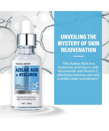 Azel ic Acid Serum Natural Azelaic Acid for Face Facial Redness Soothing Formula Helps Calm & Brighten Skin - Buy Online on GoSupps.com