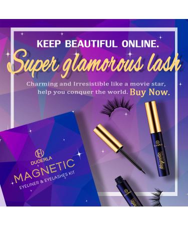 DUOERLA Magnetic Eyelashes & Eyeliner Kit - 7 Pairs Wispy Cat-Eye Lashes | Reusable Cruelty-Free & Vegan | Easy 3D Applicator for Natural Look - Buy Online on GoSupps.com
