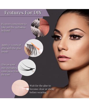 DIY False Eyelashes 45 Cluster Lashes | C Curl Reusable Soft Individual Lashes | Natural Look with Clear Glue | Strong Hold 10-16MM | Fluffy and Reusable - DM01-Natural - Buy Online on GoSupps.com