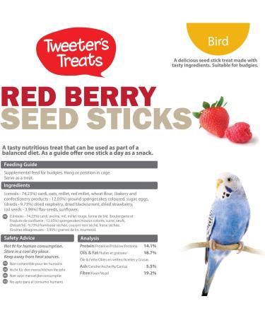 Tweeter's Treats Seed Sticks for Budgies - Red Berry (Pack of 2) - Buy Online on GoSupps.com