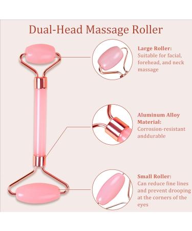 Premium Gua Sha & Jade Roller Set | Facial Tools for Puffiness & Redness Relief | Ideal Self-Care Gift for Men & Women - Pink - Buy Online on GoSupps.com