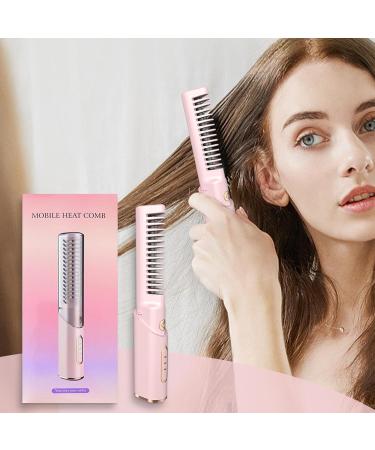 Portable Wireless Hair Straightening Brush | Fast Heating Anti-Scald Comb for Women | Lightweight Rechargeable Straightener in Pink - Perfect for International Shipping - Buy Online on GoSupps.com