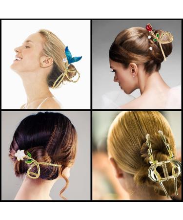 8 Pcs Metal Flower Hair Claw Clips - Gold Tulip Hair Clip Set for Women with Strong Hold - Fashion Hair Accessories for Thin Thick Long Curly Hair - Buy Online on GoSupps.com