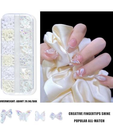 3D Nail Charms 2 Boxes Multi-Shape Aurora Bow Butterfly Flower Nail Art Charms Nail Pearls Rhinestone Caviar Beads Crystal Nail Gems for Nail Art Decoration DIY Crafts (A) - Buy Online on GoSupps.com
