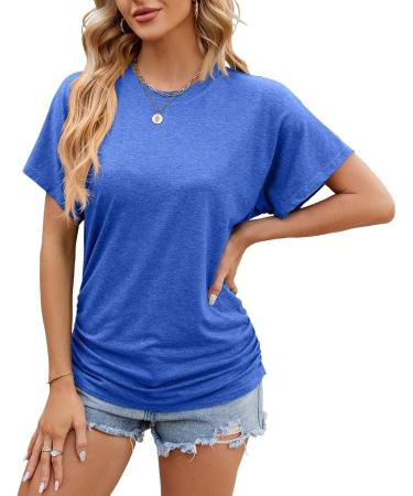 Shop Golatcr Ladies Monochrome Round-Neck Short Sleeve T-Shirts - Casual Summer Tops in White & Blue - Double Pack Women's Shirts - Buy Online on GoSupps.com
