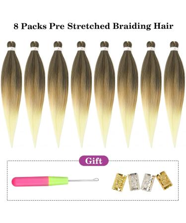 Beyond Beauty 8 Packs Black Pre Stretched Braiding Hair Synthetic Yaki EZ Braiding Coi Leray Braids Knotless Braiding Hair Extensions Pre Stretched Hot Water Setting Crochet Braids 26Inch(1B-27-613) 8Packs-26Inch T1B-27-613 - Buy Online on GoSupps.com
