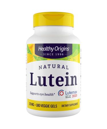Healthy Origins Lutein 20 mg (Lutemax 2020 with Zeaxanthin Non-GMO Vegan Eye Support) 180 Veggie Gels 180 Count (Pack of 1)