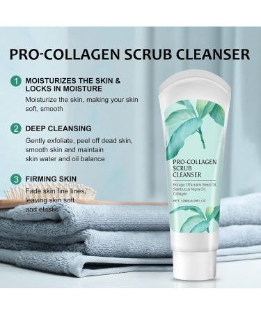 Exfoliating Face Scrub 3 In 1 Collagen Scrub Cleanser With Borago Officinalis Seed Oil Sambucus Nigra Oil Facial Cleansing And Exfoliating Moisturizing And Firming The Skin - 4.05 Fl Oz - Buy Online on GoSupps.com