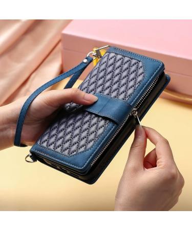 Buy TTVV Crossbody Zipper Case for Samsung Galaxy A13 5G - Retro Wallet Handbag with Magnetic Card Holder & Shoulder Strap - PU Leather Cover in Blue - Buy Online on GoSupps.com