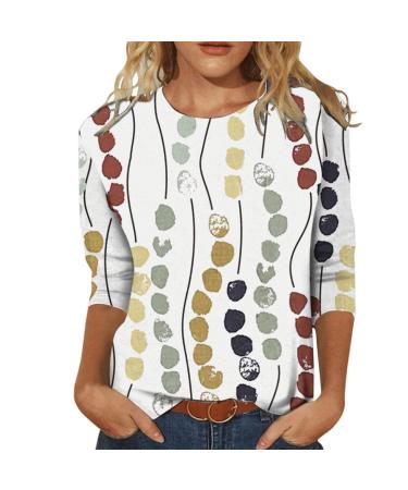 Women's T-Shirt Summer Blouse Shirt Women's T-Shirt O-Neck Elegant Clothing Women Summer Shirts Loose Basic Tops Casual Cotton Blouse Women's Tops Plain Long Sleeve Shirt Large Shirts Tops White XXL