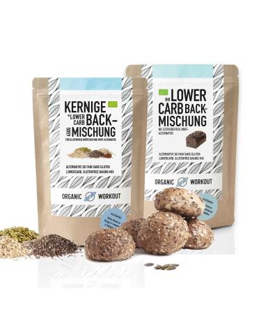 Lower-Carb-Brotback mixt + robust baking mix bundle-organic vegan gluten-free protein bread alternative food without cereals lactose-free keto-organic workout bundle (various) 2-part set