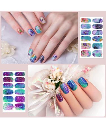 DANNEASY 12 Sheets Self Adhesive Nail Stickers Full Nail Wraps - Graffiti Gradient Starry Sky Design for Women & Girls | Nail Accessories by Dearmy Color - Buy Online on GoSupps.com