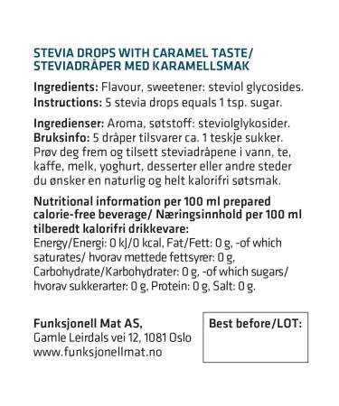 Sukrin Stevia Drops Caramel 30 ml - Sugar-Free Flavoring for Healthy Living | International Shipping Available - Buy Online on GoSupps.com