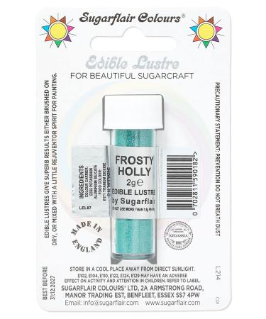 Sugarflair Frosty Holly Edible Lustre Dust Add a Lustrous Shine to Cakes or Decorations. Brush On or Add Rejuvenator to Create Eye-Catching Edible Paint Gives Shine to Your Bakes - 2g