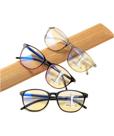 Retro Anti-Blue Light Multifocus Glasses for Men & Women - Ultra-Light Comfortable High-Resolution Reading Glasses in Outer Black & Inner Blue (Size: 1.00) - Buy Online on GoSupps.com