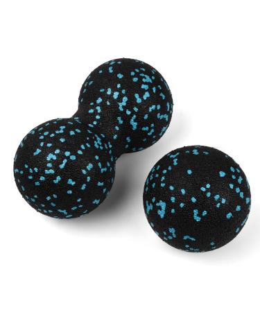 Xzeemo fascia ball set (single ball + double ball) massage ball fascia ball trigger point release lacrosse ball fascia balls carry out massage balls for fascia training relieve pain light blue