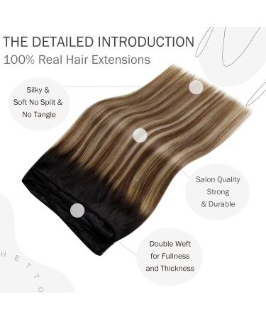 Hetto Treat Remy Real Hair Extensions - Black Balayage & Ombre #1B/6/27 - 80g 35cm - Premium Quality for Effortless Style - Buy Online on GoSupps.com