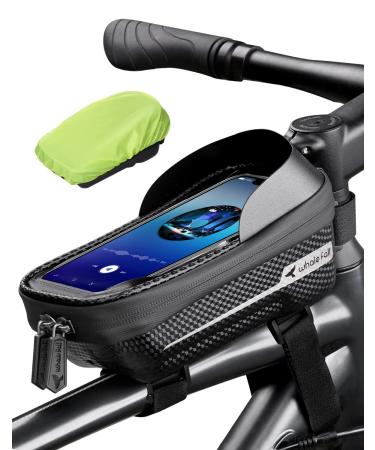 whale fall 2023 Hard Casing Bike Bag, Bike Accessories, Never Deform / Lighter / Waterproof, Bike Phone Holder Bike Phone Mount, 3D Hard Eva with 0.25mm Sensitive TPU Touch-Screen, with Rain Cover for Phones under 6.9'' Black