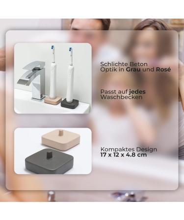 Buy Dabblu Toothbrush Holder | Modern Concrete Design for Oral-B Electric Toothbrush | Anti-Slip Stylish Gray & Ros | Order Now for Elegant Bathroom Decor - Buy Online on GoSupps.com