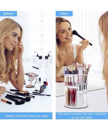 360 Rotating Makeup Organizer - Adjustable & Detachable Spinning Cosmetics Organizer with 4 Storage Holders - Lazy Susan Makeup Organizer in Crystal Clear - Buy Online on GoSupps.com