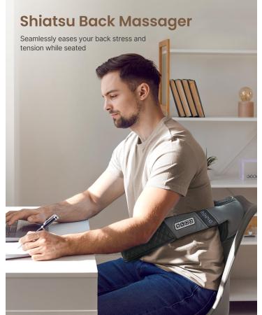 Renpho Shiatsu Massage Device - 3D Neck & Shoulder Massager with Warmth | Deep Tissue Relief for Back Legs & Feet - Black & Gray - Buy Online on GoSupps.com