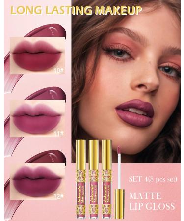 Buy Matte Liquid Lipstick Kit - 3 Dark Red Plum Shades | Long-Lasting Waterproof Lip Stain & Gloss | Perfect Makeup Gift for Women | Set 04 - Buy Online on GoSupps.com