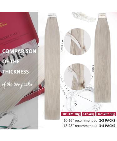Buy Moresoo #60A Tape In Hair Extensions - 55 cm Remy Real Hair White Blonde 20 Pieces (50g) - Seamless & Long Lasting - Buy Online on GoSupps.com