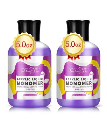 JOSLOVE Monomer Acrylic Nail Liquid Monomer Acrylic Liquid Monomer for Acrylic Nail Kit Acrylic Powder Professional Acrylic Nail System Nail Extension MMA-Free (Monomer 2x5oz)