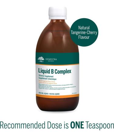 Genestra Brands - Liquid B Complex - Supports Cognitive Function Immune Function Energy Production and Healthy Hair Nails and Skin - 450 ml Liquid - Natural Tangerine-Cherry Flavour - Buy Online on GoSupps.com