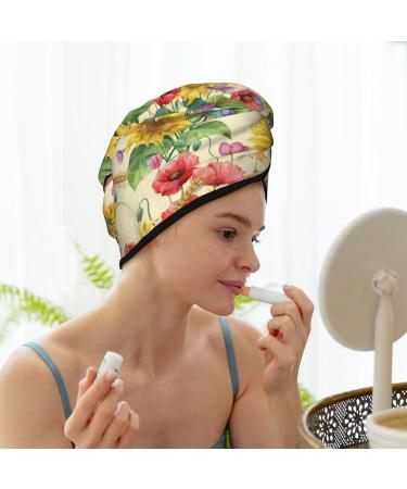 Buy Sunflower Cornflower Poppy Microfiber Hair Towel | Super Absorbent Coral Velvet Quick Dry Wrap for Long Curly & Thick Hair - Ideal for Women - Buy Online on GoSupps.com