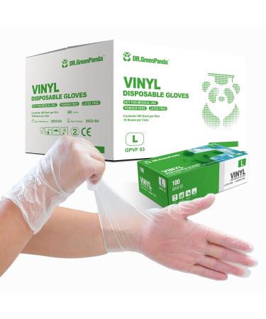 Dr.GreenPanda Clear Vinyl Gloves Food Safe for Food Service Prep Handling Use Cooking Cleaning Multipurpose Latex&Powder Free Large (Pack of 1000pcs)
