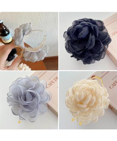Korean Meatball Head Hairpin Clip Head Female Headdress Camellia Elegant Temperament Hair Accessories Flower Headdress Beige - Buy Online on GoSupps.com