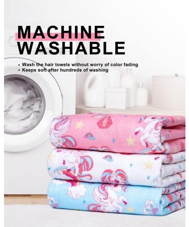 Meetrue Unicorn Microfiber Hair Turban for Girls - 3-Pack Quick Dry Towels (Pink Blue White) - Super Absorbent for Kids Age 3-5 - Buy Online on GoSupps.com
