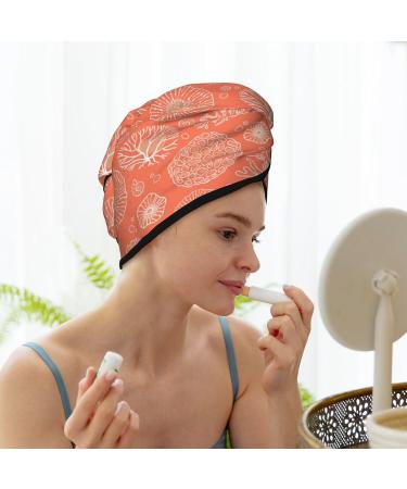 Quick-Dry Hair Towel Wrap | Turban with Button for Effortless Drying | Beautiful Corals - International Shipping - Buy Online on GoSupps.com