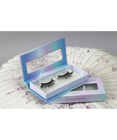 GLAMICA KIT Cils naturels magn tiques en vison " SWEETHEART" 5 aimants rapide et efficace imperm able m thode innovante r utilisable + 30 fois hypoallerg nique avec eyeliner magn tique aspect naturel