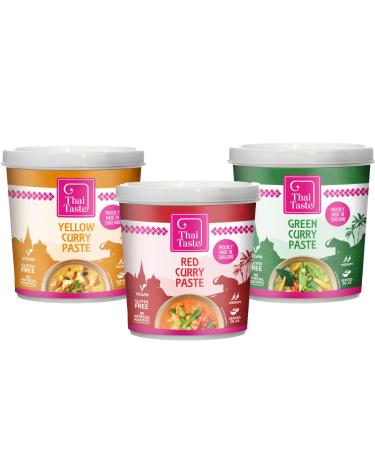 Thai Taste Curry Paste 400g Bundle - Yellow Red & Green