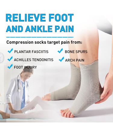 HUEGLO Plantar Fasciitis Compression Socks 4 Pairs - Ankle Support Brace for Pain Relief - Breathable Anti-Slip Foot Support (Grey, Size S) - Buy Online on GoSupps.com