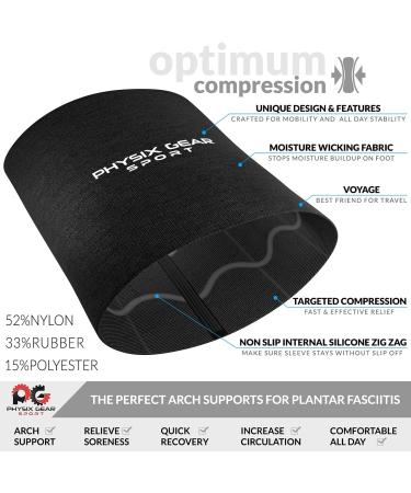 Physix Gear Sport Compression Stockings for Foot Vault Support | Alternative to Gel Insoles | Plantar Fasciitis Relief | orthopedic Shoes | Size S (5-8 Arch Circumference) - Black - Buy Online on GoSupps.com