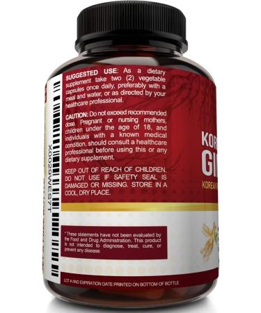 NutriFlair Korean Red Panax Ginseng 1600mg | 120 Vegan Capsules - High Potency 5% Ginsenosides Extract Powder Supplement for Energy Boost, Focus, and Performance - Non-GMO - Buy Online on GoSupps.com