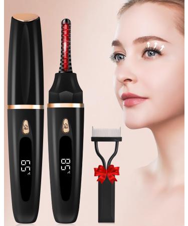 Heated Eyelash Curlers - Eye Lash Curler Heat - Mini Electric Eyelash Curler with LED Display 3 Temp Settings USB Rechargeable Natural Curling 24H Long Lasting for Women Makeup Tools sd28-002 Jmqsd-fy28-002