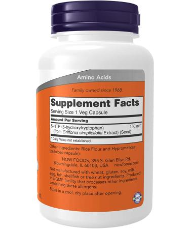 Now Foods 5-HTP 100 mg - 120 Veg Capsules for Mood Support - Buy Online on GoSupps.com