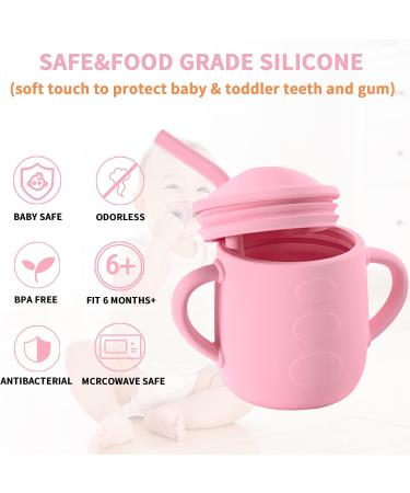 VOTSMOKK Silicone Training Cup for Baby | Spill Proof Toddler Sippy Cup | Handles | 5oz 6m+ | Pink - Buy Online on GoSupps.com