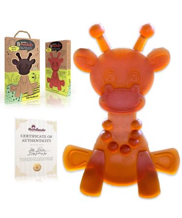 Amber Teething Toy   Little Bamber is a Natural Amber and Rubber Giraffe Teething Toy for Natural Teething Comfort   Comforting Texture Teething Toy for Sore Gums   Teething Necklace Alternative