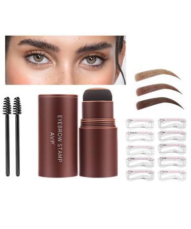 Eyebrow Stamp Stencil kit  brow Stencil and Stamp kit  brow Stamp  brow Stamp and Shaping kit  Eyebrow Stamp Kit with 10 Reusable Eyebrow Stencil and 2 Spiral Eyebrow Brushes (01Light Brown)