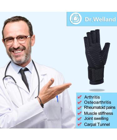 Dr. Welland Arthritis Gloves with Strap for Hand Pain Relief - Open Finger Design for Rheumatoid Arthritis, Carpal Tunnel, Tendonitis - Small/Medium (2 Count) - Buy Online on GoSupps.com