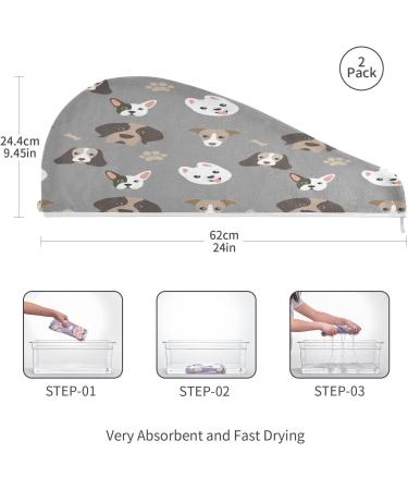 Cute Dogs Paws Dry Hair Cap | Quick Drying Towel Set with Button Headband | Super Absorbent & Soft Comfort for Pets - International Shipping Available - Buy Online on GoSupps.com
